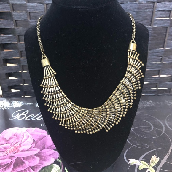 H&M Gold Fan Metallic Statement Necklace